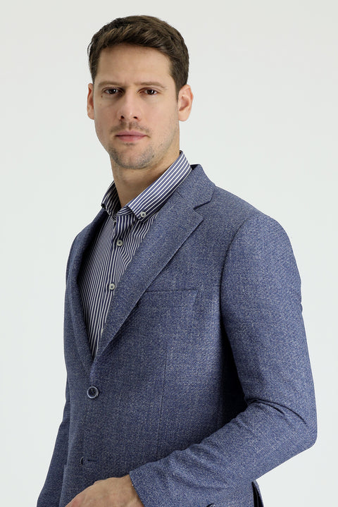 Blue 7 Drop Slim Fit Patterned Sport Jacket