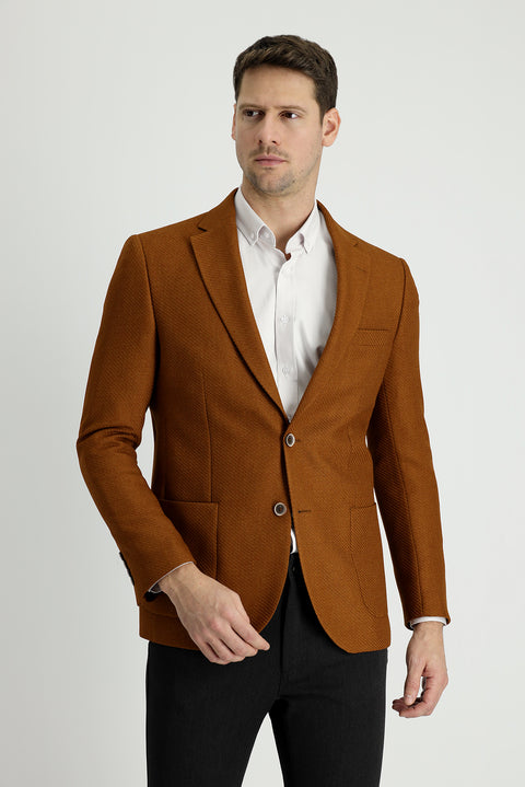 Camel 7 Drop Slim Fit Patterned Sport Jacket