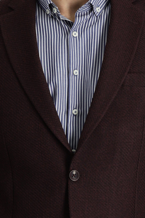 Dark Burgundy 7 Drop Slim Fit Patterned Sport Jacket
