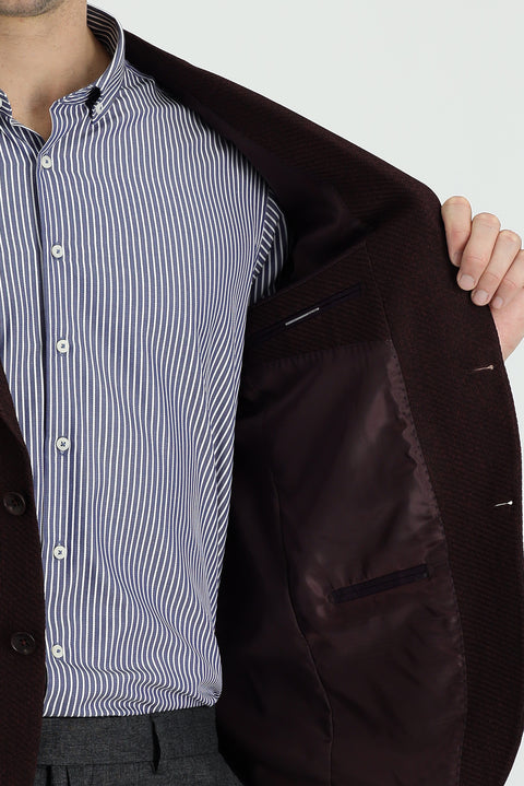 Dark Burgundy 7 Drop Slim Fit Patterned Sport Jacket