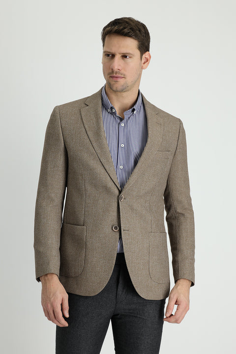 Dark Mink 7 Drop Slim Fit Patterned Sport Jacket