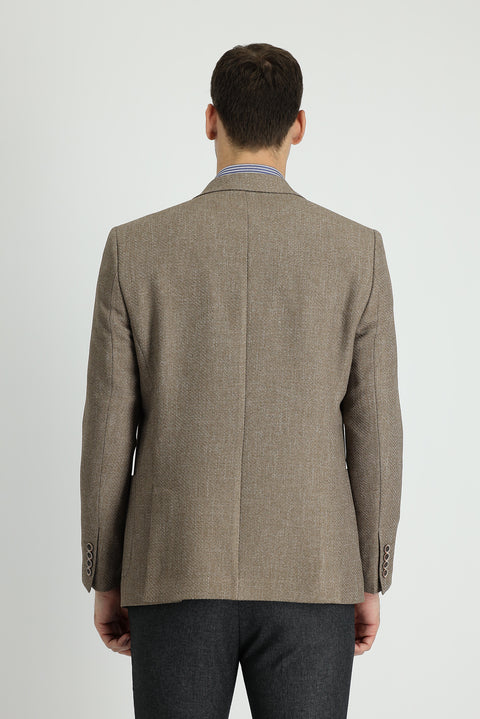 Dark Mink 7 Drop Slim Fit Patterned Sport Jacket
