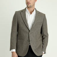 Medium Brown 4 Drop Relaxed Fit Patterned Wool Jacket