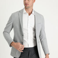 Light Grey 7 Drop Super Slim Fit Extra Narrow Cut Patterned Sport Jacket