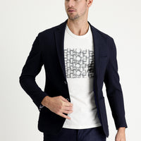 Medium Navy 7 Drop Super Slim Fit Extra Narrow Cut Patterned Sport Jacket