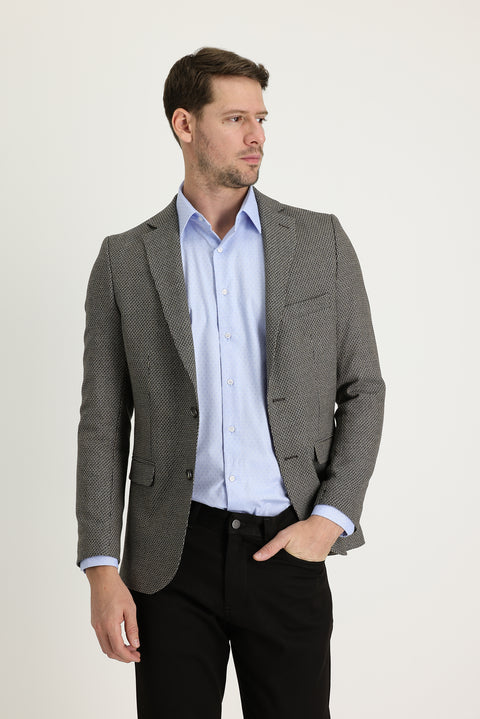 Dark Brown 6 Drop Regular Fit Standard Cut Classic Patterned Jacket