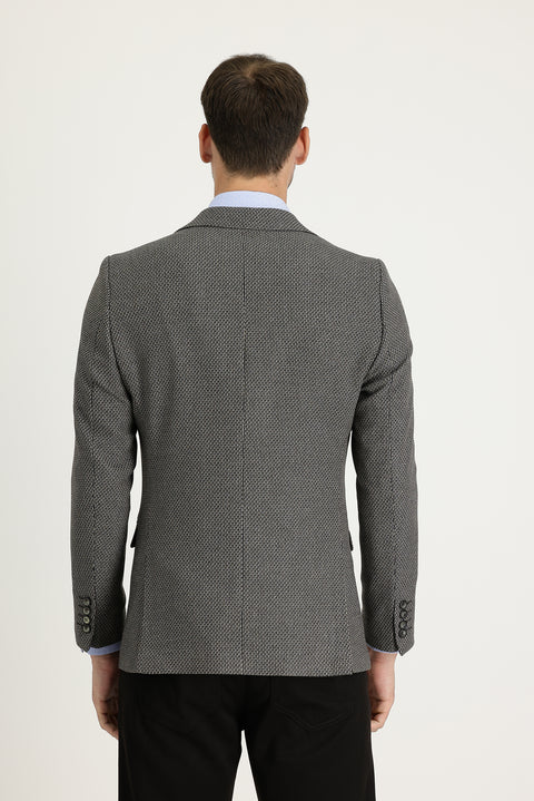 Acı Kahve 7 Drop Slim Fit Dar Kesim Klasik Desenli Ceket