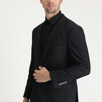 Black 4-Drop Relaxed Fit Classic Patterned Jacket