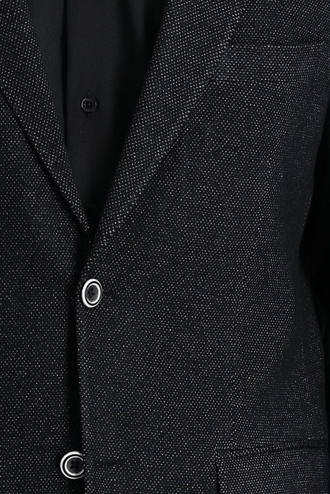 Black 4-Drop Relaxed Fit Classic Patterned Jacket