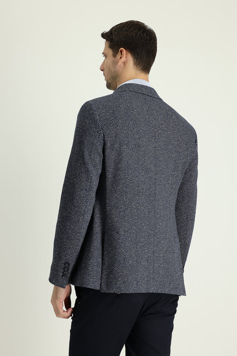 Dark Navy 6 Drop Regular Fit Patterned Jacket