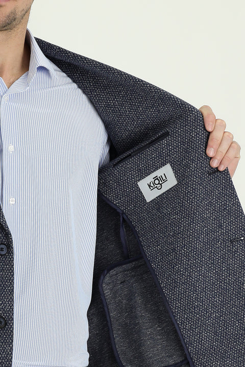 Dark Navy 6 Drop Regular Fit Patterned Jacket