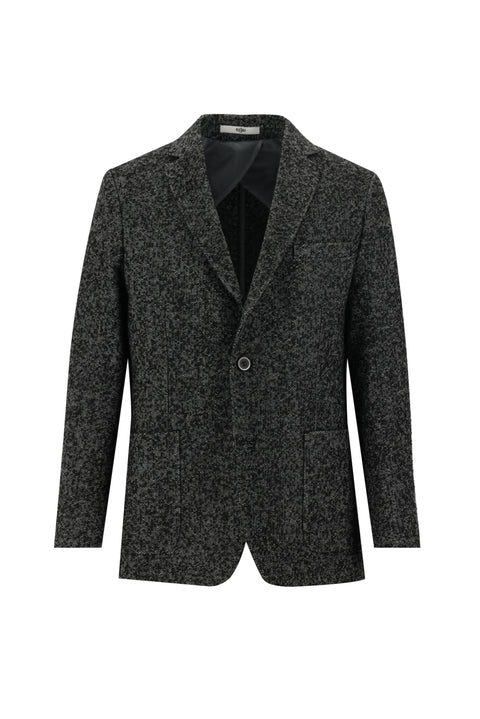 Dark Anthracite 6 Drop Regular Fit Patterned Wool Jacket