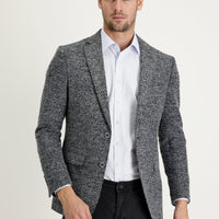 Light Gray 6 Drop Regular Fit Standard Cut Wool Eyelet Jacket
