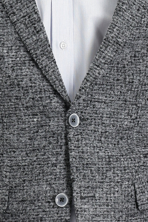 Light Gray 4-Drop Relaxed Fit Comfortable Cut Wool Eyelet Jacket