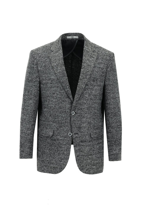 Medium Gray 4-Drop Relaxed Fit Wool Patterned Jacket