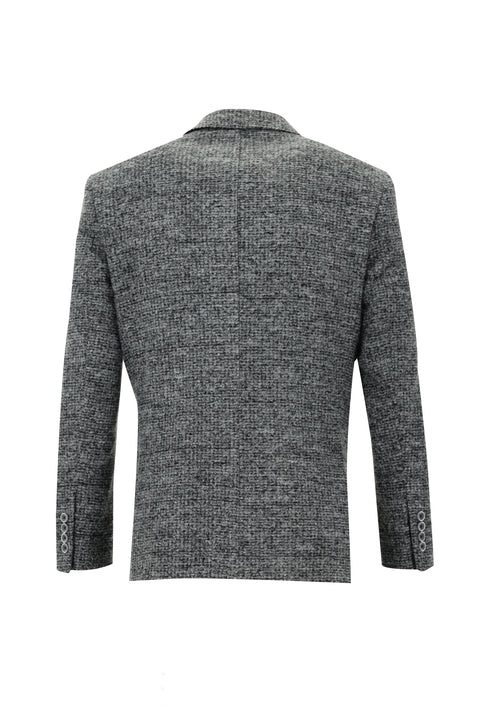 Medium Gray 6 Drop Regular Fit Standard Cut Wool Patterned Jacket