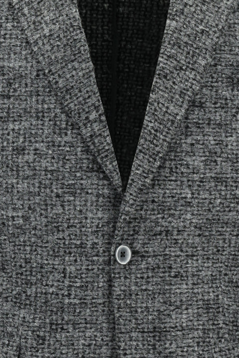 Medium Gray 4-Drop Relaxed Fit Wool Patterned Jacket