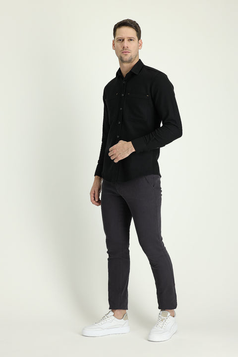 Dark Charcoal Slim Fit Stretch Canvas / Chino Trousers