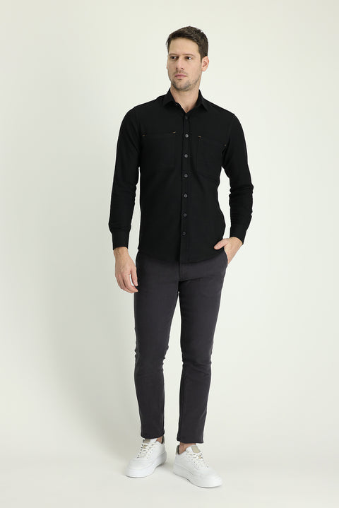 Dark Charcoal Slim Fit Stretch Canvas / Chino Trousers