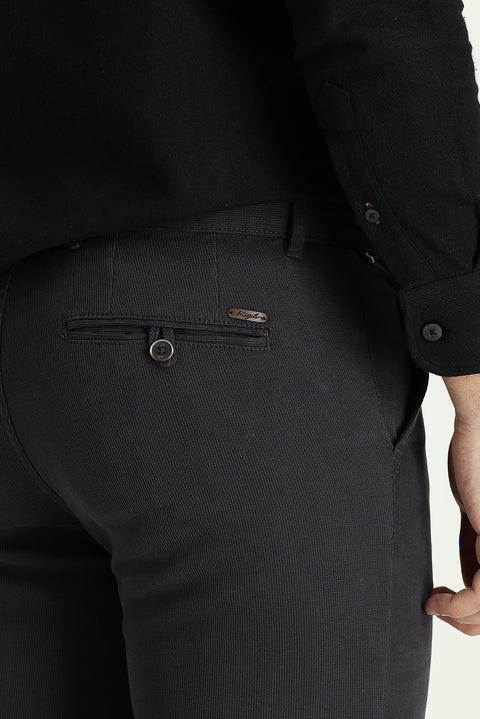 Dark Charcoal Slim Fit Stretch Canvas / Chino Trousers