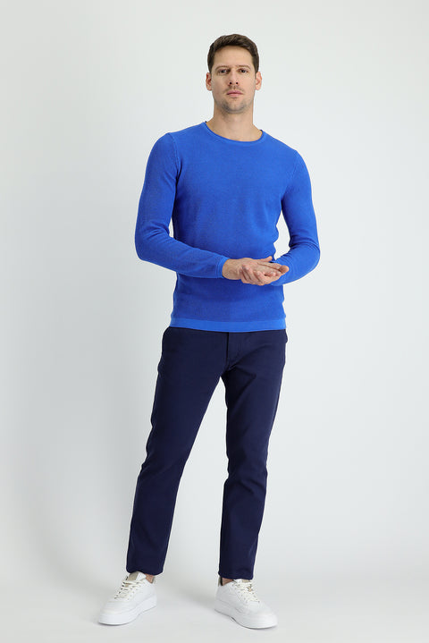 Dark Navy Blue Slim Fit Stretch Canvas / Chino Trousers