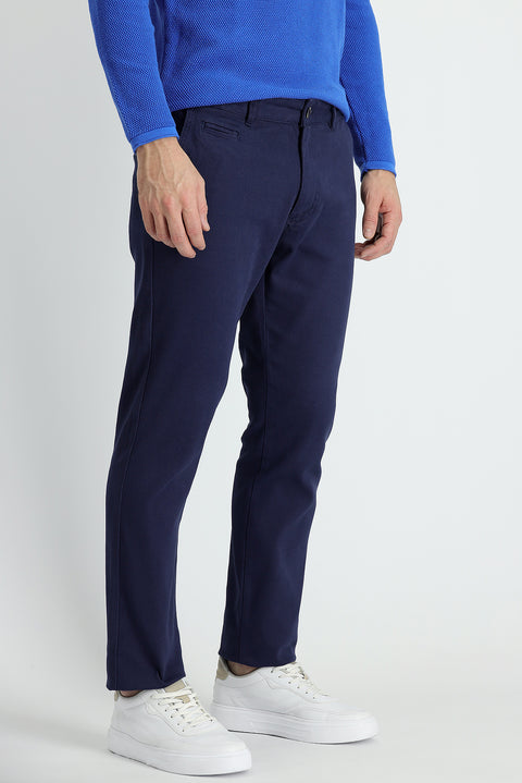 Dark Navy Blue Slim Fit Stretch Canvas / Chino Trousers
