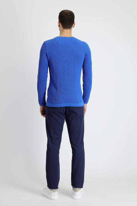 Dark Navy Blue Slim Fit Stretch Canvas / Chino Trousers