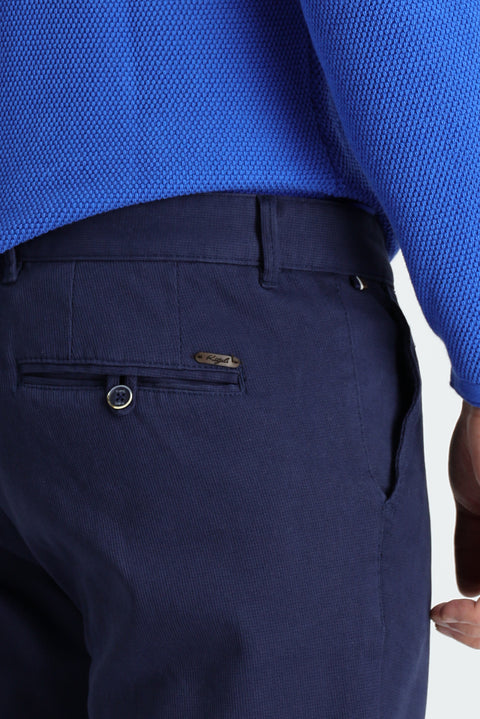 Dark Navy Blue Slim Fit Stretch Canvas / Chino Trousers
