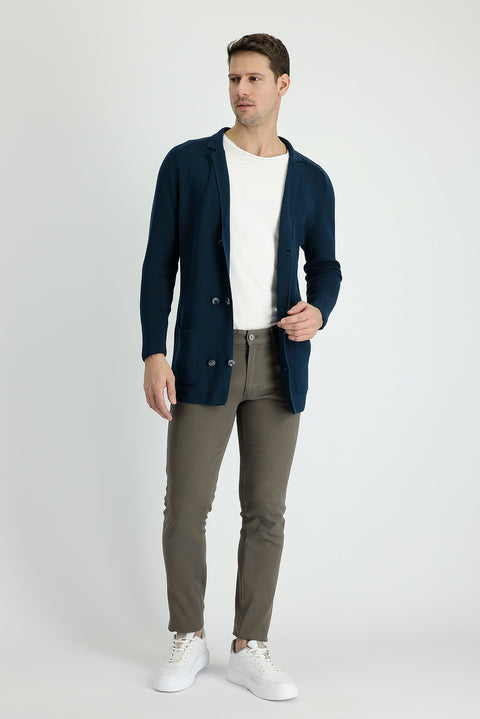 Açık Haki Slim Fit Dar Kesim Likralı Kanvas / Chino Pantolon