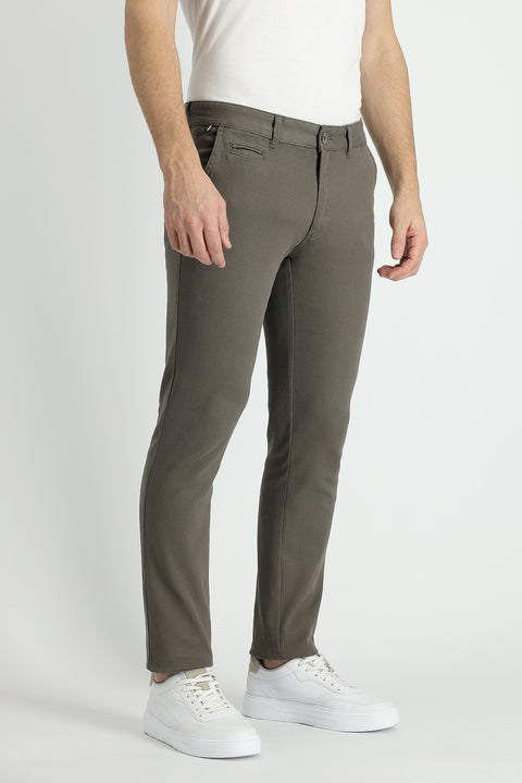 Açık Haki Slim Fit Dar Kesim Likralı Kanvas / Chino Pantolon