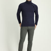 Dark Green Slim Fit Stretch Canvas / Chino Trousers