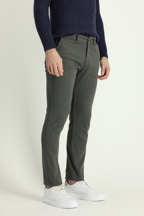 Dark Green Slim Fit Stretch Canvas / Chino Trousers