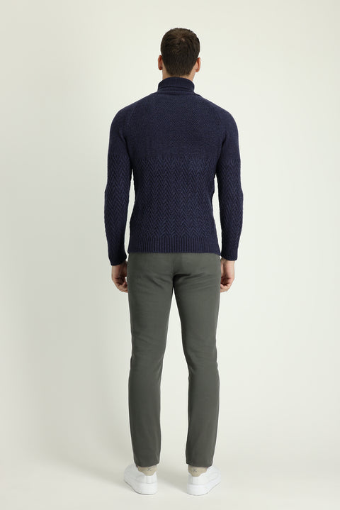 Dark Green Slim Fit Stretch Canvas / Chino Trousers