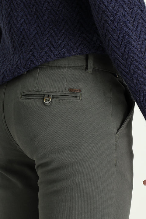 Dark Green Slim Fit Stretch Canvas / Chino Trousers