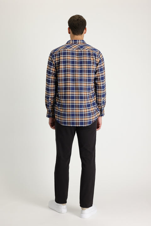 Dark Brown Regular Fit Standard Cut Lycra Canvas / Chino Pants