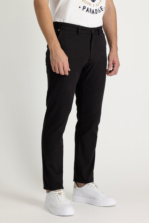 Dark Brown Regular Fit Standard Cut Lycra Canvas / Chino Pants