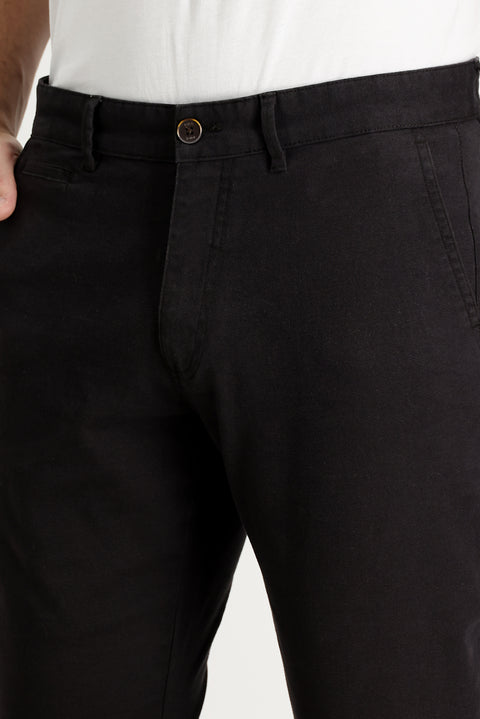 Dark Brown Regular Fit Standard Cut Lycra Canvas / Chino Pants