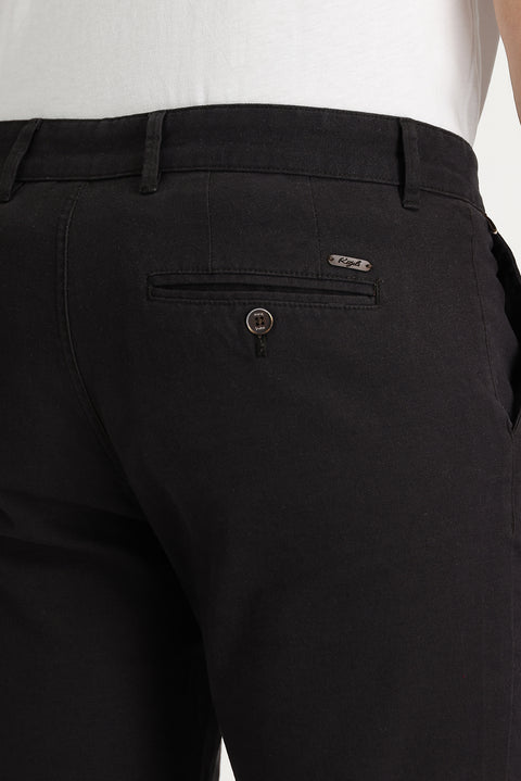 Dark Brown Regular Fit Standard Cut Lycra Canvas / Chino Pants