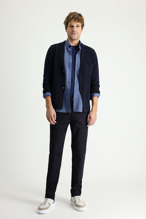 Dark Navy Blue Slim Fit Stretch Canvas / Chino Trousers