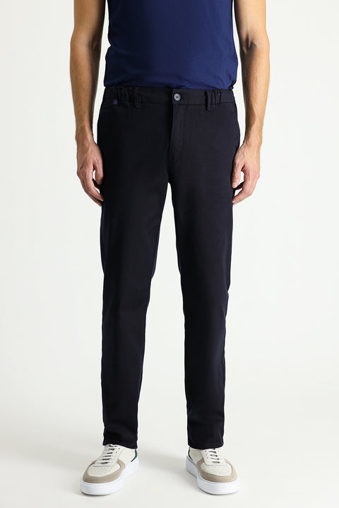 Dark Navy Blue Slim Fit Stretch Canvas / Chino Trousers