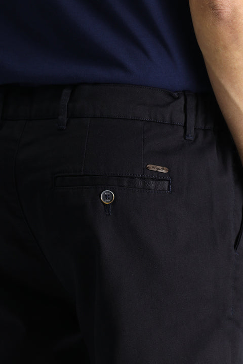 Dark Navy Blue Slim Fit Stretch Canvas / Chino Trousers