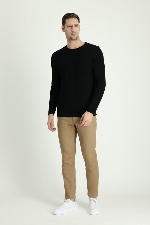 Dark Beige Slim Fit Stretch Canvas / Chino Trousers