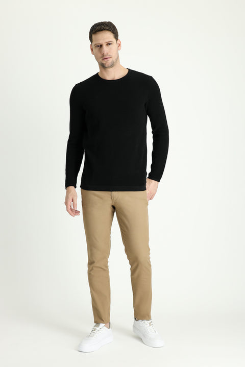 Dark Beige Slim Fit Stretch Canvas / Chino Trousers