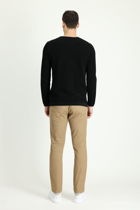 Dark Beige Slim Fit Stretch Canvas / Chino Trousers