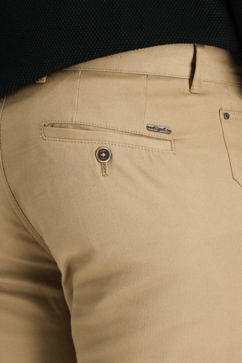 Dark Beige Slim Fit Stretch Canvas / Chino Trousers