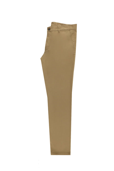 Dark Beige Slim Fit Stretch Canvas / Chino Trousers