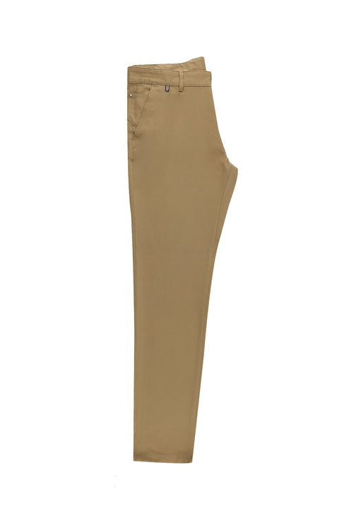 Dark Beige Slim Fit Stretch Canvas / Chino Trousers