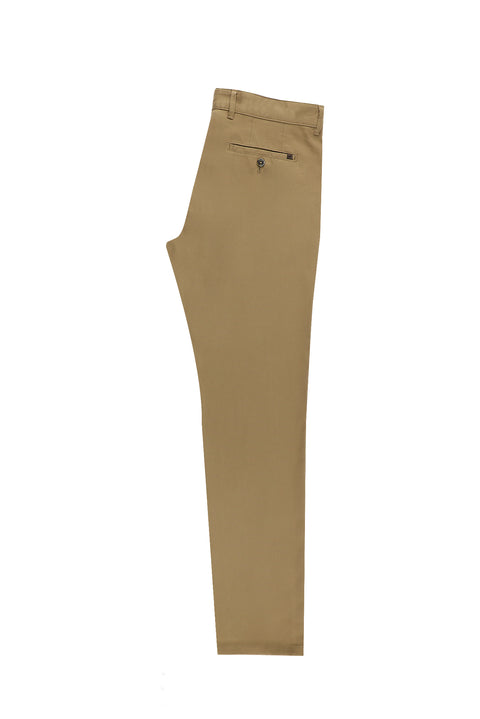 Dark Beige Slim Fit Stretch Canvas / Chino Trousers