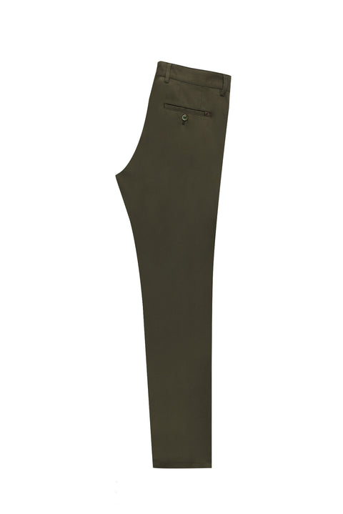 Medium Khaki 7 Drop Slim Fit Narrow Cut Lycra Canvas / Chino Pants