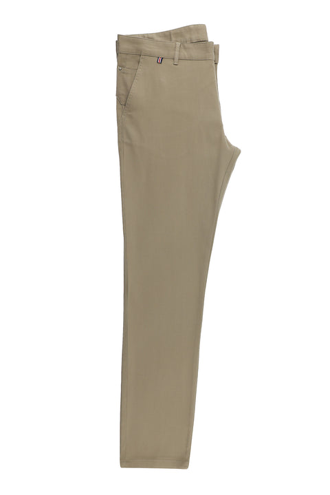 Medium Mink 7 Drop Slim Fit Narrow Cut Lycra Canvas / Chino Pants